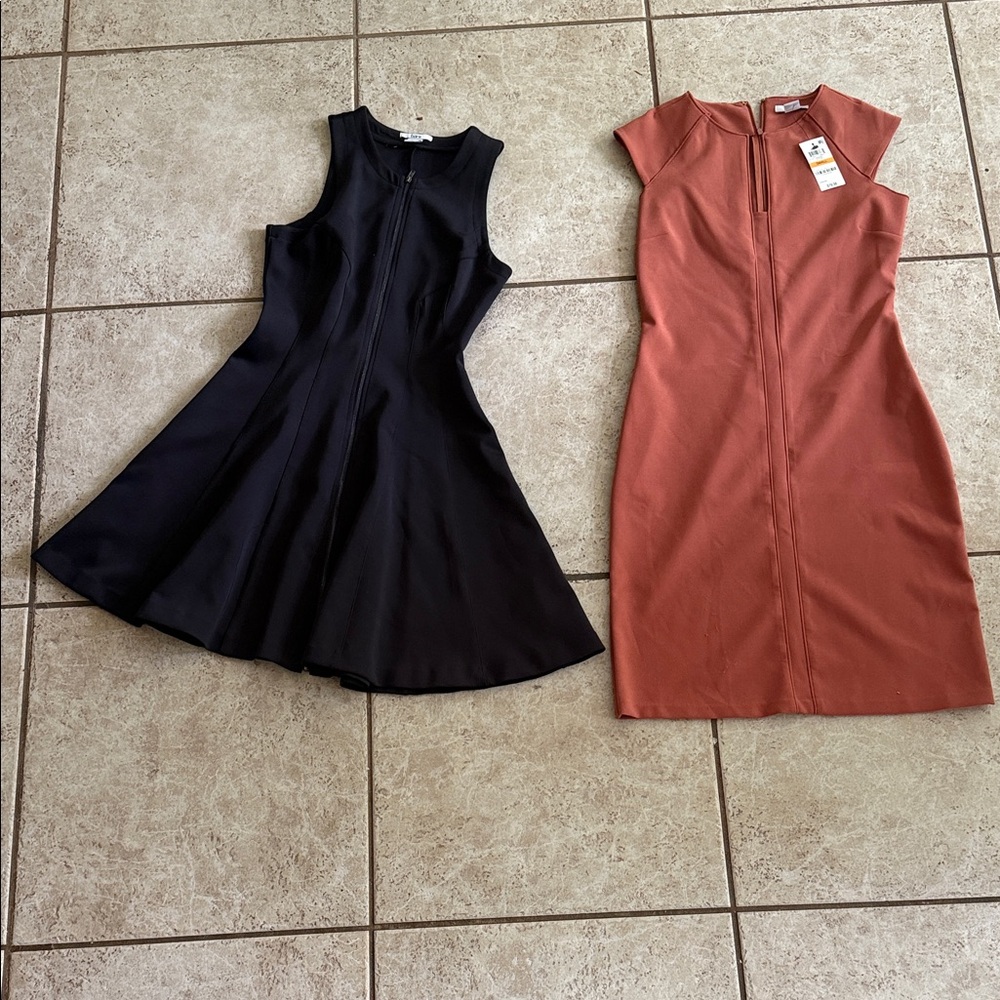 Black Sleeveless Fit-and-Flare Dress and Rustic body fit dress Bundle by bar III